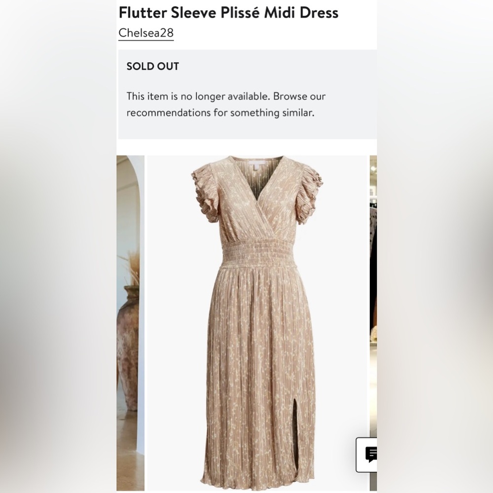 Chelsea28 Flutter Sleeve Midi Dress (Nordstrom) NWT